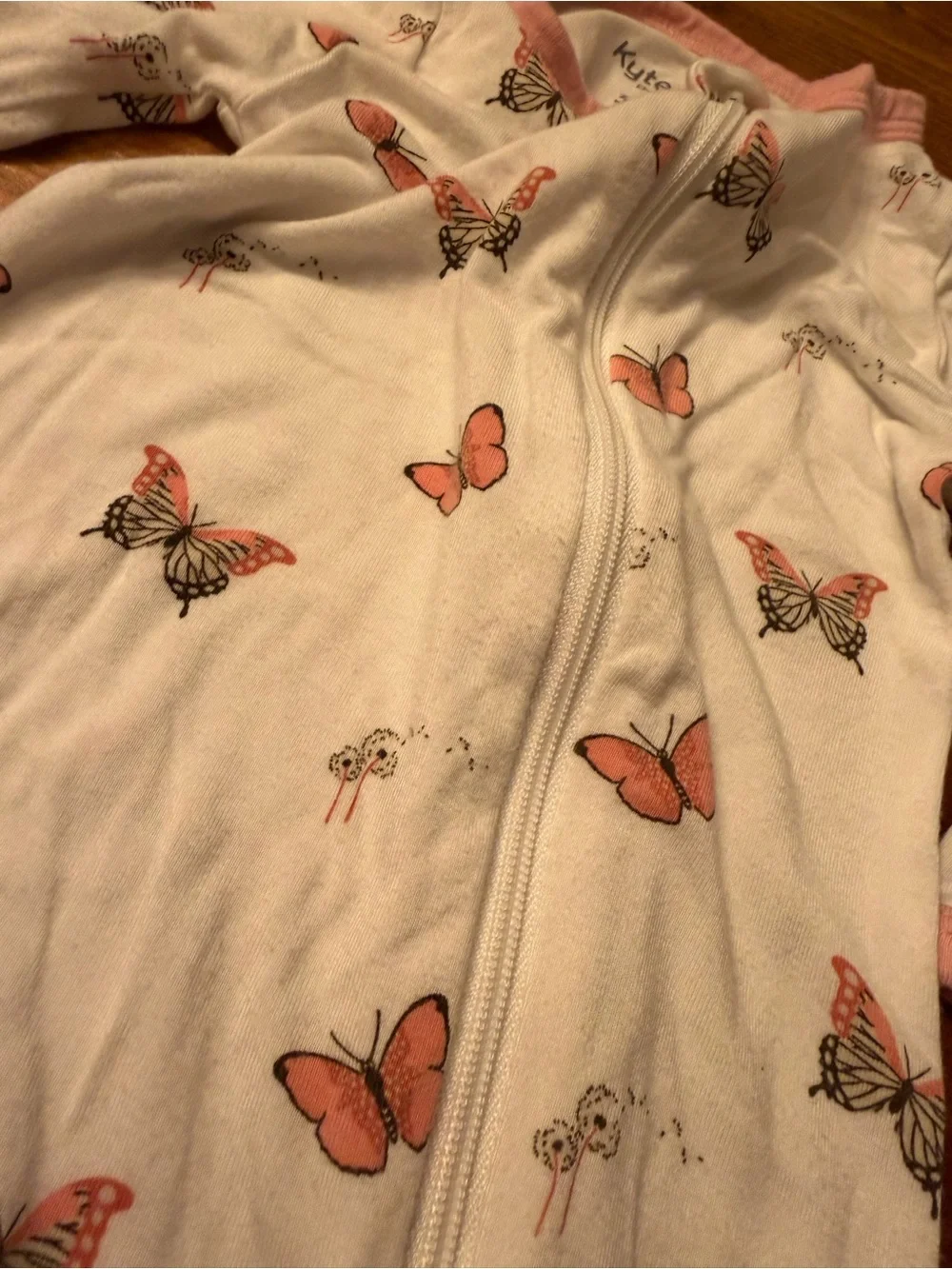 Kyte BABY Pink Butterfly Footed One-Piece